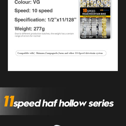 VG Sports 8-12 Speed Half-Hollow Bicycle Chain for MTB & Road Bike