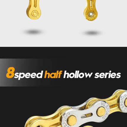 VG Sports 8-12 Speed Half-Hollow Bicycle Chain for MTB & Road Bike