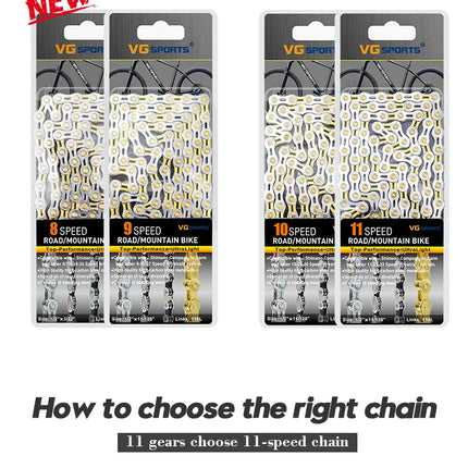 VG Sports 8-12 Speed Half-Hollow Bicycle Chain for MTB & Road Bike