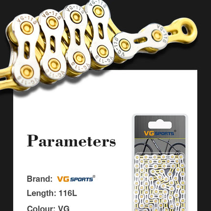 VG Sports 8-12 Speed Half-Hollow Bicycle Chain for MTB & Road Bike