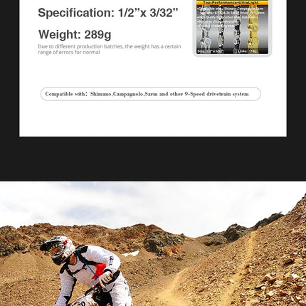 VG Sports 8-12 Speed Half-Hollow Bicycle Chain for MTB & Road Bike