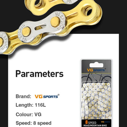 VG Sports 8-12 Speed Half-Hollow Bicycle Chain for MTB & Road Bike