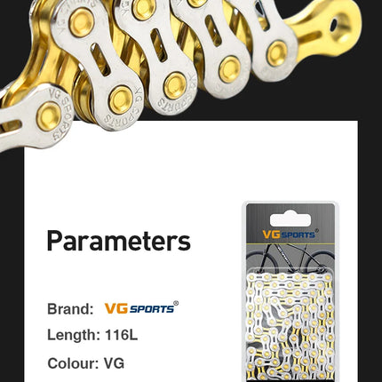 VG Sports 8-12 Speed Half-Hollow Bicycle Chain for MTB & Road Bike