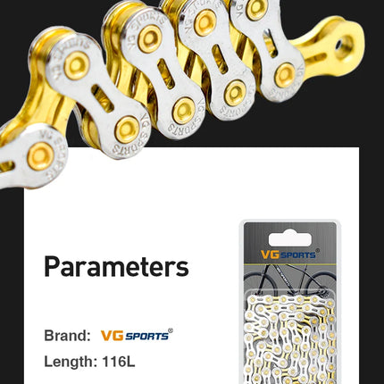 VG Sports 8-12 Speed Half-Hollow Bicycle Chain for MTB & Road Bike