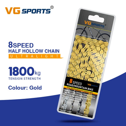 VG Sports 8-12 Speed Half-Hollow Bicycle Chain for MTB & Road Bike