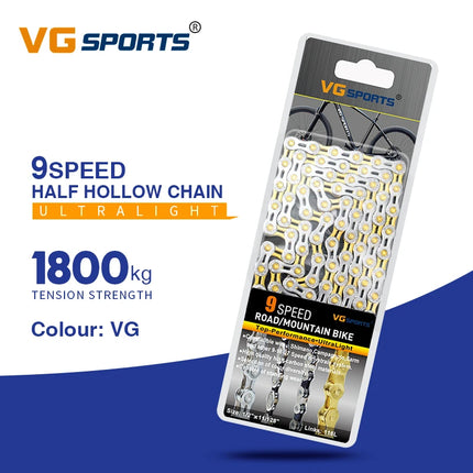VG Sports 8-12 Speed Half-Hollow Bicycle Chain for MTB & Road Bike