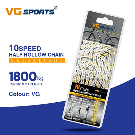 VG Sports 8-12 Speed Half-Hollow Bicycle Chain for MTB & Road Bike