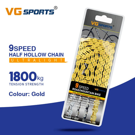 VG Sports 8-12 Speed Half-Hollow Bicycle Chain for MTB & Road Bike