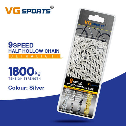 VG Sports 8-12 Speed Half-Hollow Bicycle Chain for MTB & Road Bike