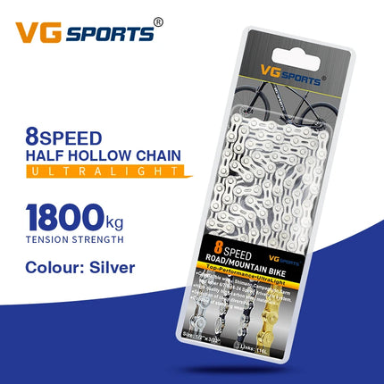 VG Sports 8-12 Speed Half-Hollow Bicycle Chain for MTB & Road Bike