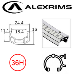 BICYCLE PARTS - RIM 700C X 18MM - ALEX DM18 - 36H - (622 X 18) - SCHRADER VALVE - RIM BRAKE - D/W - SILVER - EYELETED - MSW (ERD 606.5)