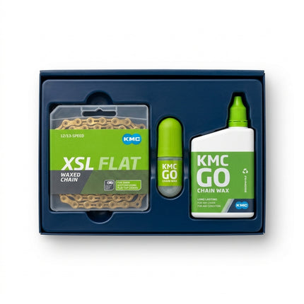 KMC GO Waxed Limited Edition Box with XSL Flat 12/13-Speed Ti-N Gold Chain and 150ml + 15ml Wax