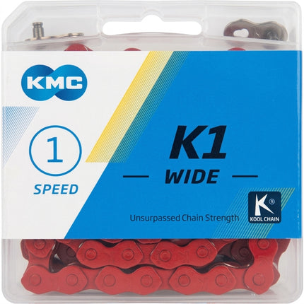 CHAIN - Single Speed - KMC K1 - 112L - RED - w/Connect Link