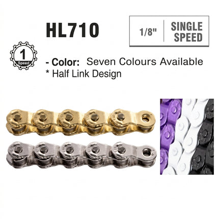 CHAIN - Single Speed - KMC HL710 - 112L - BLUE - w/Connect Pin - (Half Link Chain)