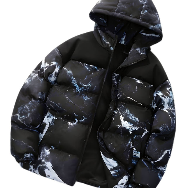 FireMonkey Men's Insulated Winter Jacket - Snowy Mountain Print.