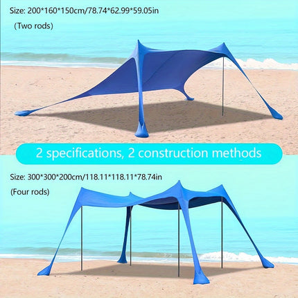 Portable Waterproof Sunshade Tent for Beach, Camping, and Fishing - Blue