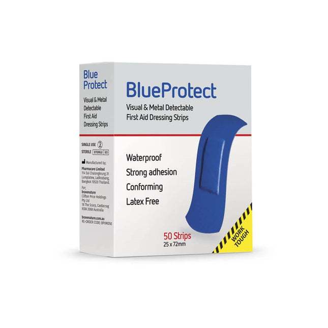 Blueprotect Visual & Metal Detectable Dressing Strips [50] [25X72Mm]