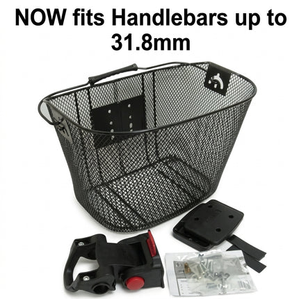 Flinger BASKET - Front, Mesh, With New Angle Adjustable Bracket, For Light Weight Cargo, Black, 25cm x 34cm x 25cm (25.4 to 31.8)