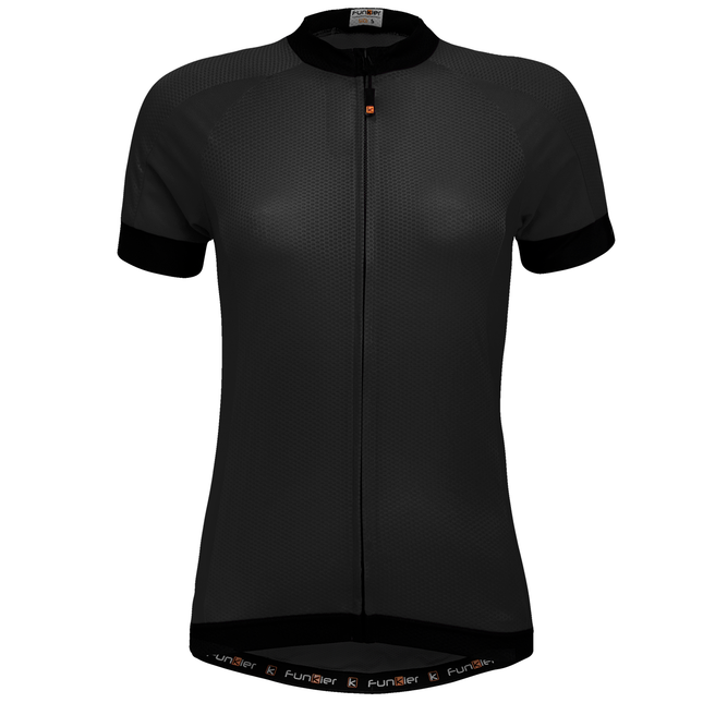 Funkier Cycling BLACK JERSEY - Funkier Parma, Short Sleeve, Full Zip, Womens XXL