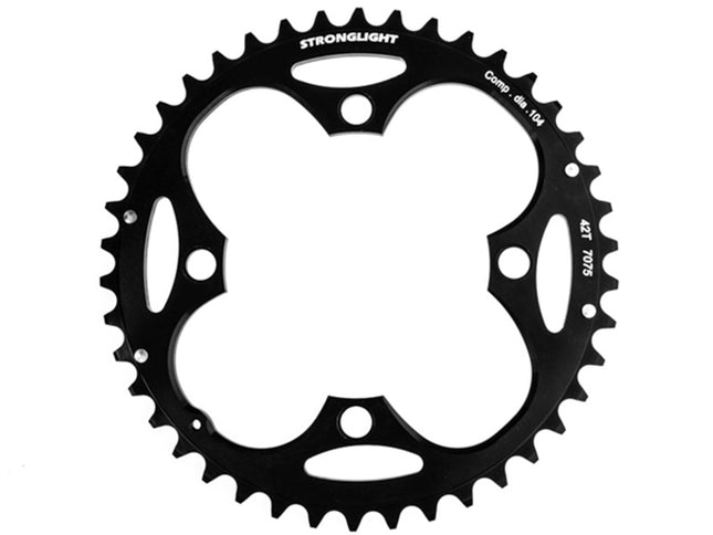 Stronglight Bicycle CHAINRING - MTB "STRONGLIGHT", 42T, 7075 CNC Black - 104mm BCD, 4 Hole for 9 Speed