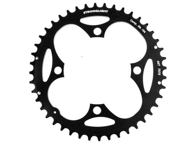 Stronglight Bicycle CHAINRING - MTB "STRONGLIGHT", 44T, 7075 CNC Black - 104mm BCD, 4 Hole for 9 Speed