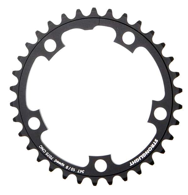 Stronglight Bicycle CHAINRING - ROAD "STRONGLIGHT", 34T, 7075 CNC Black - 110mm BCD, 5 Hole for 9/10 Spd