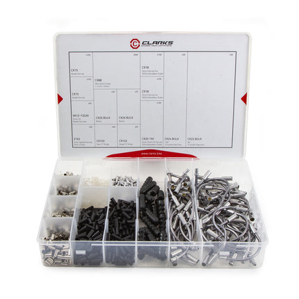 Clarks Bicycle WORKSHOP FITTINGS TRAY Components include, ferrules, for brake and gear, ‘O’ rings, guide pipes - 11 different "must have" components, total 1,310pces