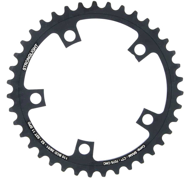 Stronglight Bicycle CHAINRING "STRONGLIGHT", ROAD CHAINRING SRAM FORCE 22 / RED 22 comp. 7075-T6, CT² (black), 11 speed. 110 BCD, Inner. 39T (51/52/53), 5 arms