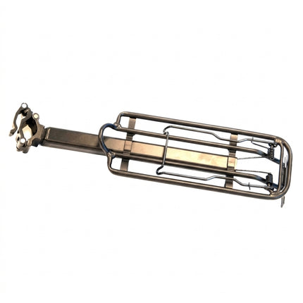 CARRIER Rear Carrier, Seat Post Mounted, QR with Spring Bow, Alloy, BLACK (Up to 31.8mm) (5kg Load Limit)