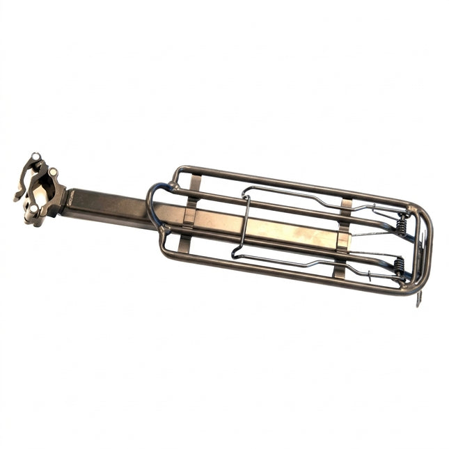 CARRIER Rear Carrier, Seat Post Mounted, QR with Spring Bow, Alloy, BLACK (Up to 31.8mm) (5kg Load Limit)