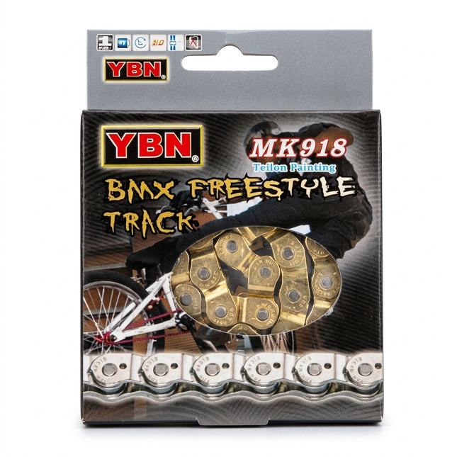 CHAIN - Half Link, 1/2 x 3/32 x 102L, Reinforced Top Plate & Solid Pins, GOLD (YBN MK-918N)
