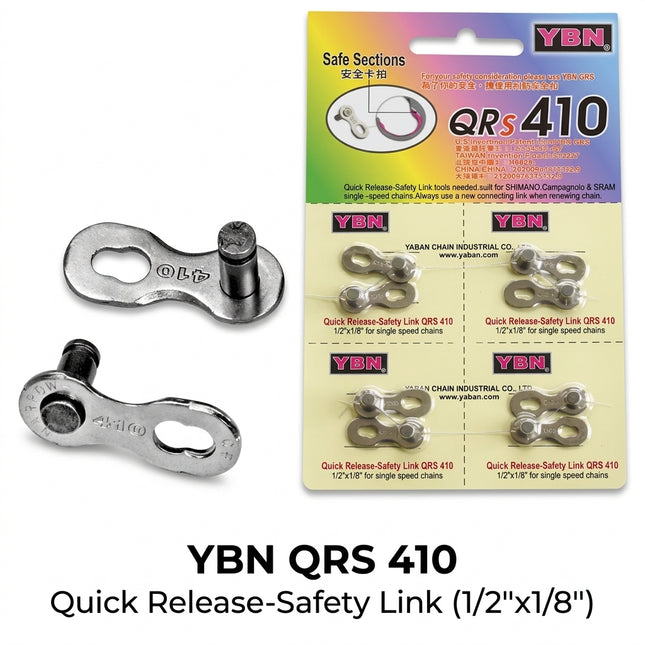 YBN LINKS - Missing Links, Single speed 1/2" x 1/8", QR410 (6 per Card)