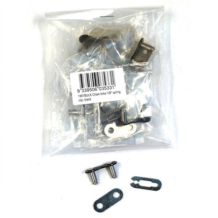 CHAIN LINK - 1/8", Spring Clip Type, BLACK (Bag of 10)