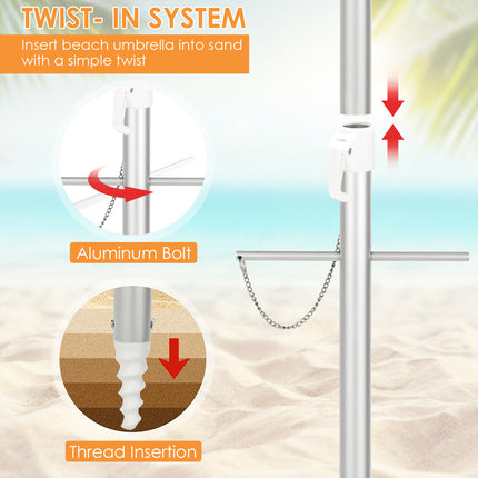 TANGKULA UPF50+ Waterproof Beach Canopy Umbrella - Adjustable Tilt, Durable Frame, Includes Carry Bag