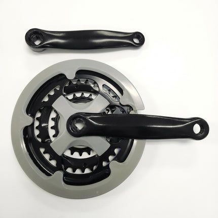 152mm x 22/32/42T MTB Chainwheel Set - Diamond Taper, Black Crank, Gray Chain Guard