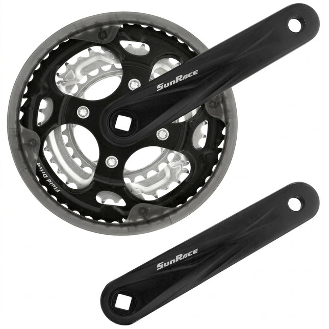 Sunrace 175mm x 22/32/42T MTB Chainwheel Set - Diamond Taper, 7/8 Speed, Alloy, Black