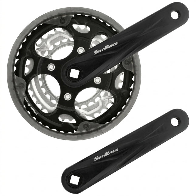 Sunrace 170mm x 22/32/42T MTB Chainwheel Set - Diamond Taper, 7/8 Speed, Alloy, Black