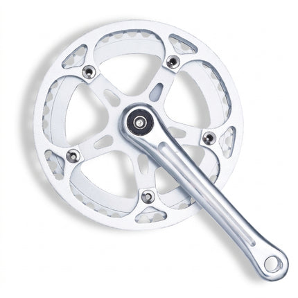 170mm x 3/32 x 44T Single Speed Chainwheel Set - 130 BCD, Double Chain Guard, Alloy, Silver