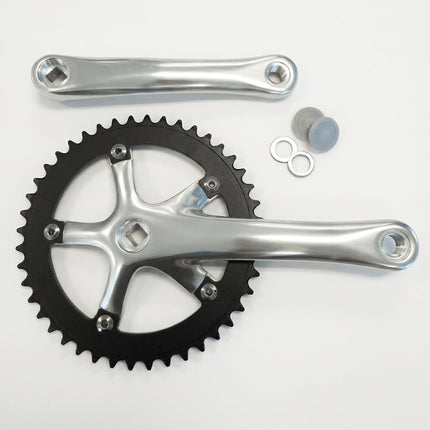 170mm x 3/32 x 44T Single Speed Chainwheel Set - Diamond Taper, 130 BCD, Silver Crank, Alloy, Black