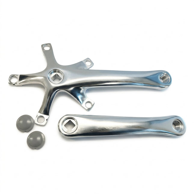 Lasco 2 Piece Single Speed Crankset - 130BCD & 170mm Crank - For 103mm B.B. Silver, Alloy