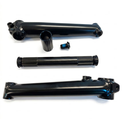 3 Piece BMX Crankset - 175mm, 19 x 8T - Solid Spindle With Bolt. Without B.B. Set. Gloss black