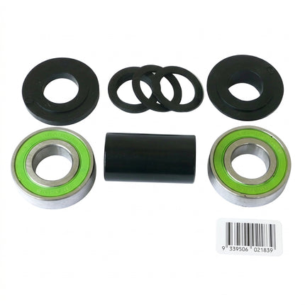 BOTTOM BRACKET SET - For 19mm, Mid Type, Does NOT Include Spindle, With Sealed Bearings, Set of 10 Pieces, BLACK