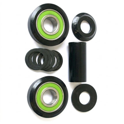 BOTTOM BRACKET SET - For 19mm, American Type, Does NOT Include Spindle, With Sealed Bearings, Set of 10 Pieces, BLACK