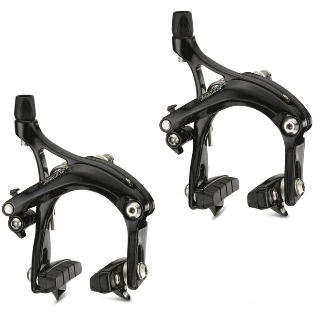 TEKTRO Tektro Caliper Brake Set, 47-57mm Reach, Dual Pivot, Q/R, Forged Alloy, Design For Big Tyres, Recessed, Black (Front & Rear)