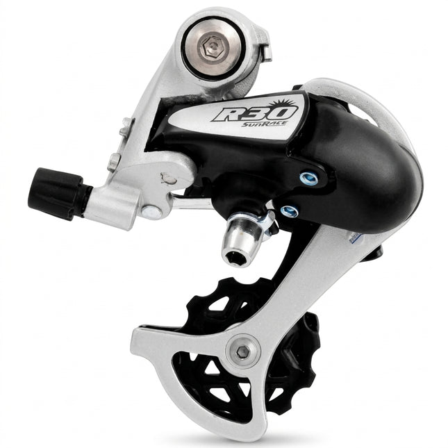 Sunrace REAR DERAILLEUR - 7/8 Speed, Short Cage, Road, Black/Silver