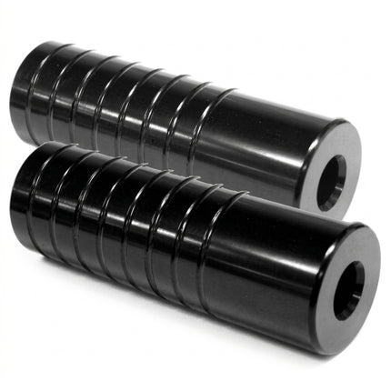 Foot Pegs, 14mm Axle, 38 x 110mm Threaded, Steel, BLACK
