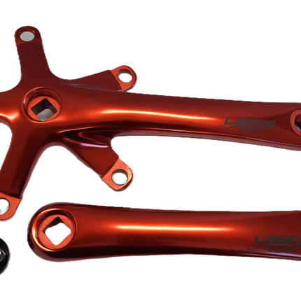 Lasco 2 Piece Single Speed Crankset - 130BCD & 170mm Crank - For 103mm B.B. Red, Alloy