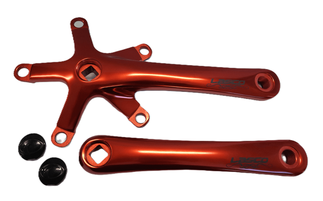 Lasco 2 Piece Single Speed Crankset - 130BCD & 170mm Crank - For 103mm B.B. Red, Alloy