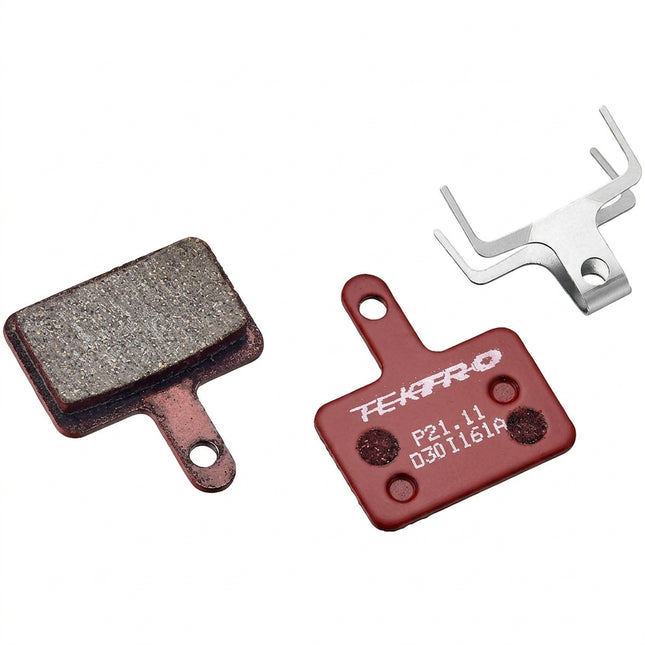Disc brake pads, TEKTRO, Mod. P21.11, for 2 piston, w/return spring, red color - 5mm Thick Pad