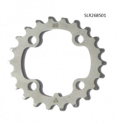 Stronglight Bicycle CHAINRING - MTB "STRONGLIGHT", 22T, S/Steel Silver - 64mm BCD, 4 Hole for 9 Spd